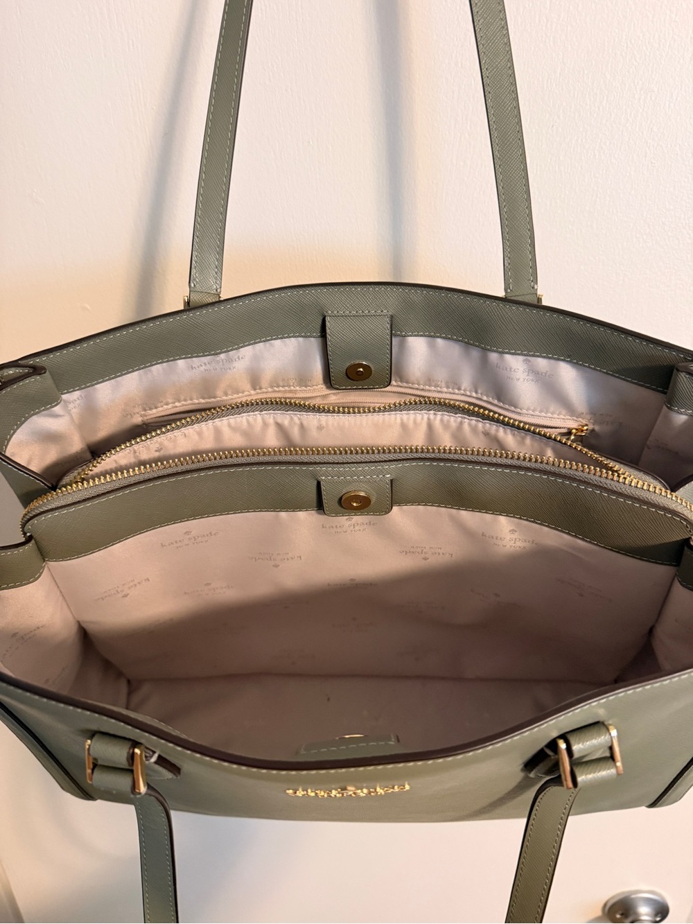 kate spade Olive Green Saffiano Leather Tote - Picture 2 of 2